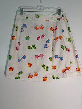 BRIGGS Summer Theme Vintage Skort, White with Bright Design